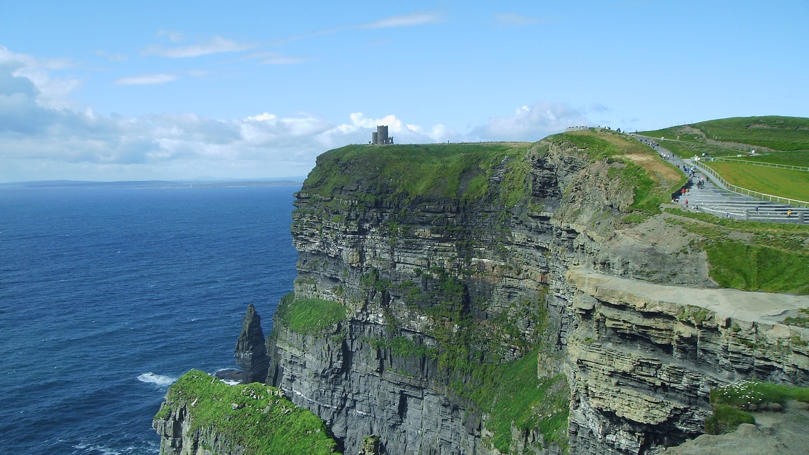 The Cliffs of Moher dropping into the Atlantic, County Clare, Ireland