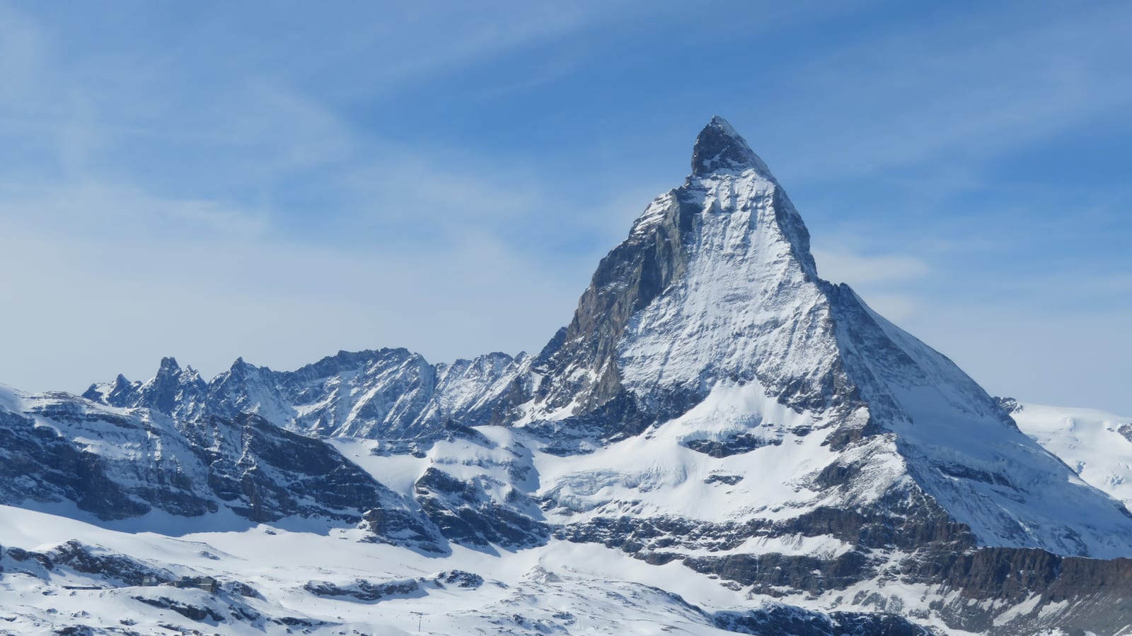 The snow-covered Matterhorn seen from the Gornergrat railway, Zermatt, Switzerland