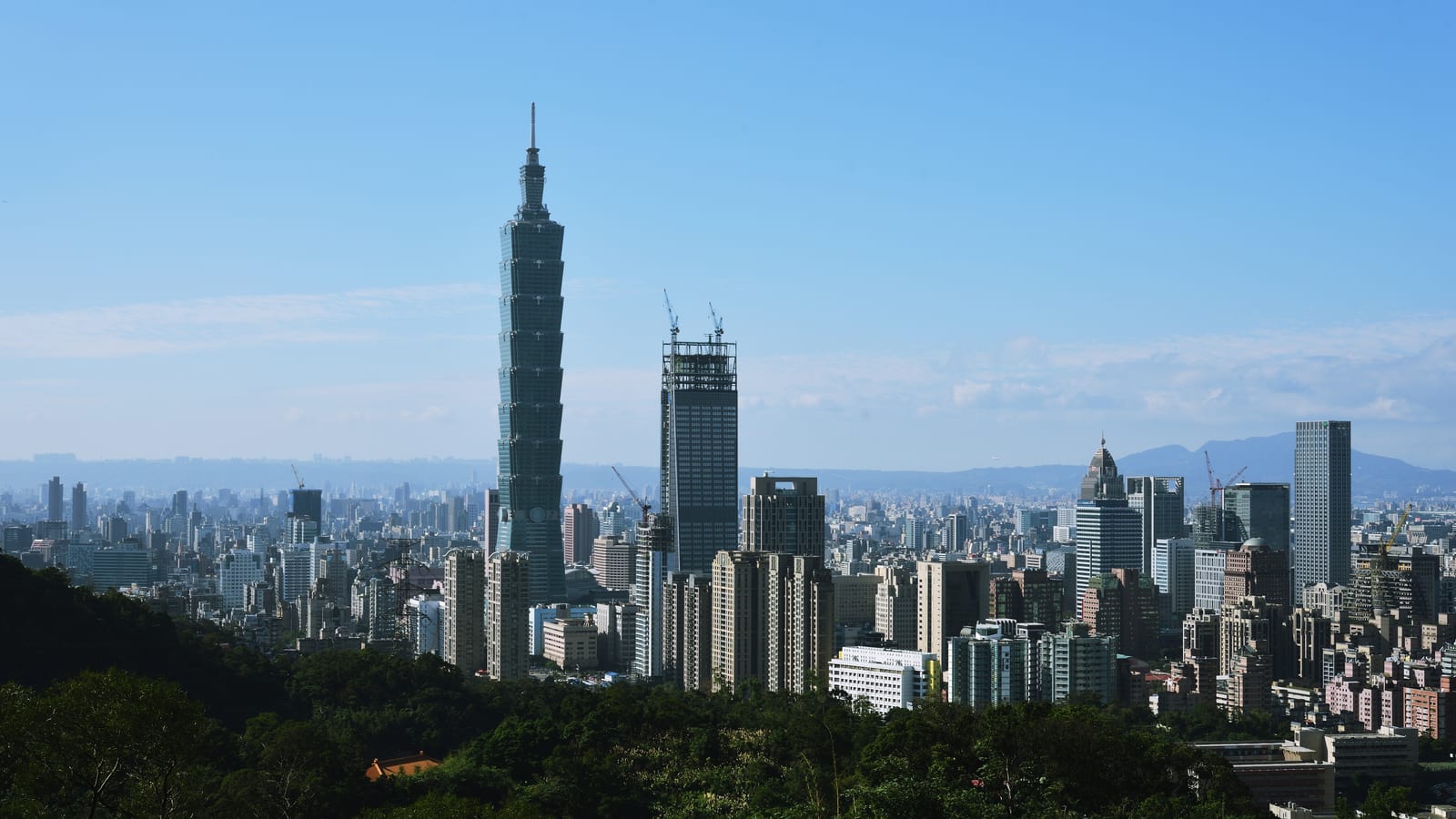 Taipei 101 rising above the Taipei skyline, Taiwan